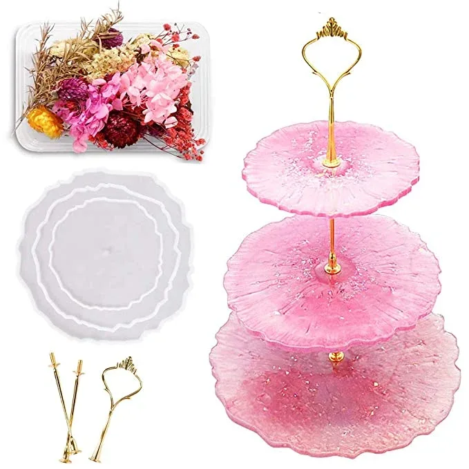 71UnE22vI4L._SX679_ Cake Stand Shape Silicone Resin Mold - Image 1