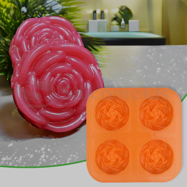 4 CVT Blooming Rose Shape Silicone Soap Mold