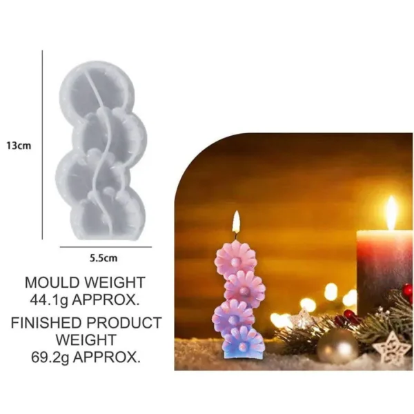 4 Daisy Flower Candle Mould
