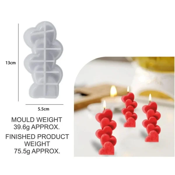 5 Love Heart Candle Mould