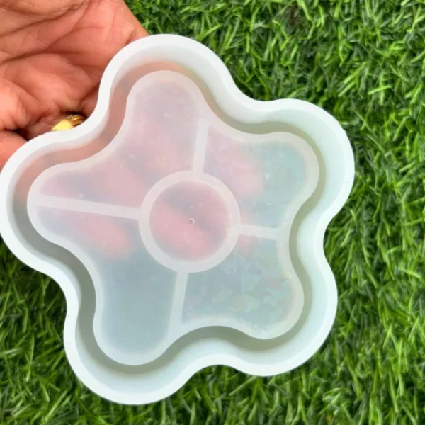 Holographic Flower Trinket Coaster Silicone Mold for Resin Art