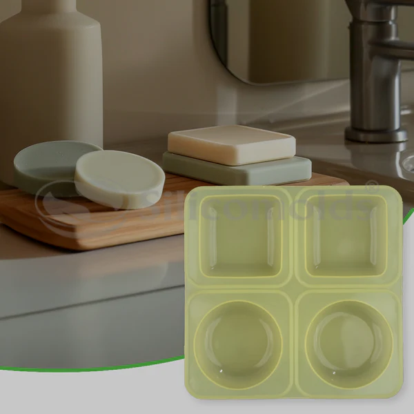 4-Cavity Round & Square Silicone Soap Making Mold