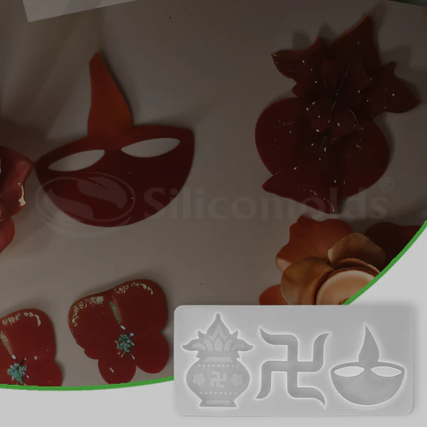 Kalash, Diya & Swastik Diwali Silicone Mold for Resin Art