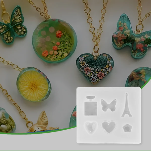 Heart & Eiffel Tower Jewellery Silicone Mold – Multi-Design Resin Art Mold