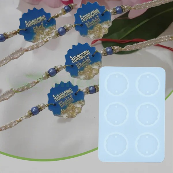 6 Cavity Round Agate Rakhi Silicone Mold for Resin Art